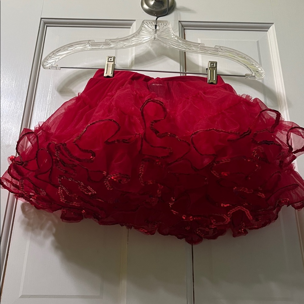 Red Tulle Layered Skirt